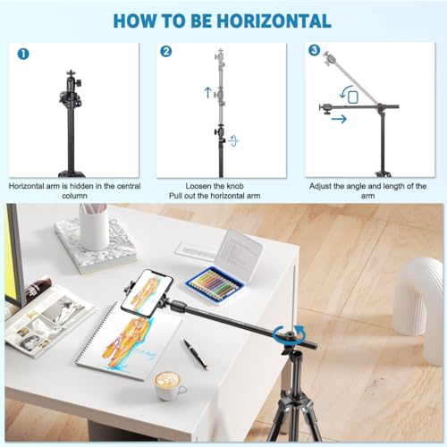 Wireless Phone Tripod with Horizontal Column for iPhone/Webcam