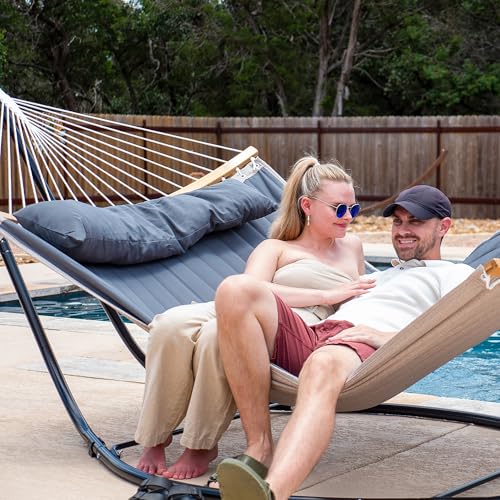Dark Gray Double Hammock with Stand for 2 People